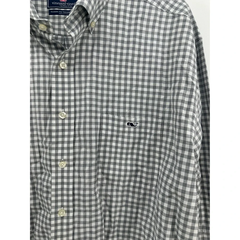 Vineyard Vines Classic Fit Tucker Shirt Mens XL Grey Gingham Cotton Button Down